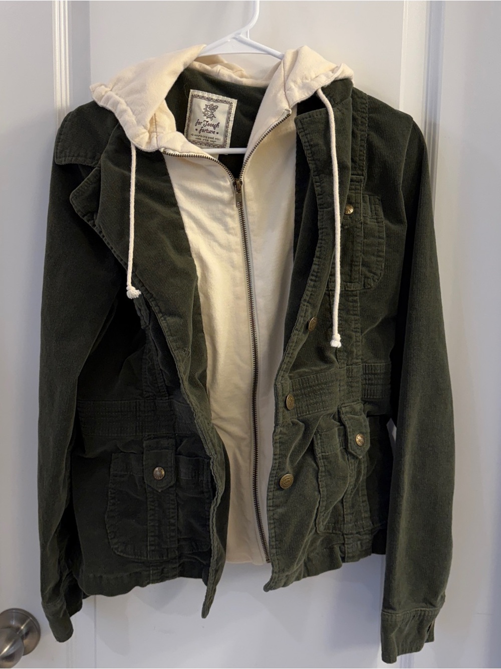 For Joseph Fortune Corduroy Hooded Jacket Medium Green Cream Vintage Y2K
Grunge - Picture 3 of 16